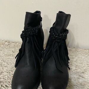 Black Fringe Ankle Boots